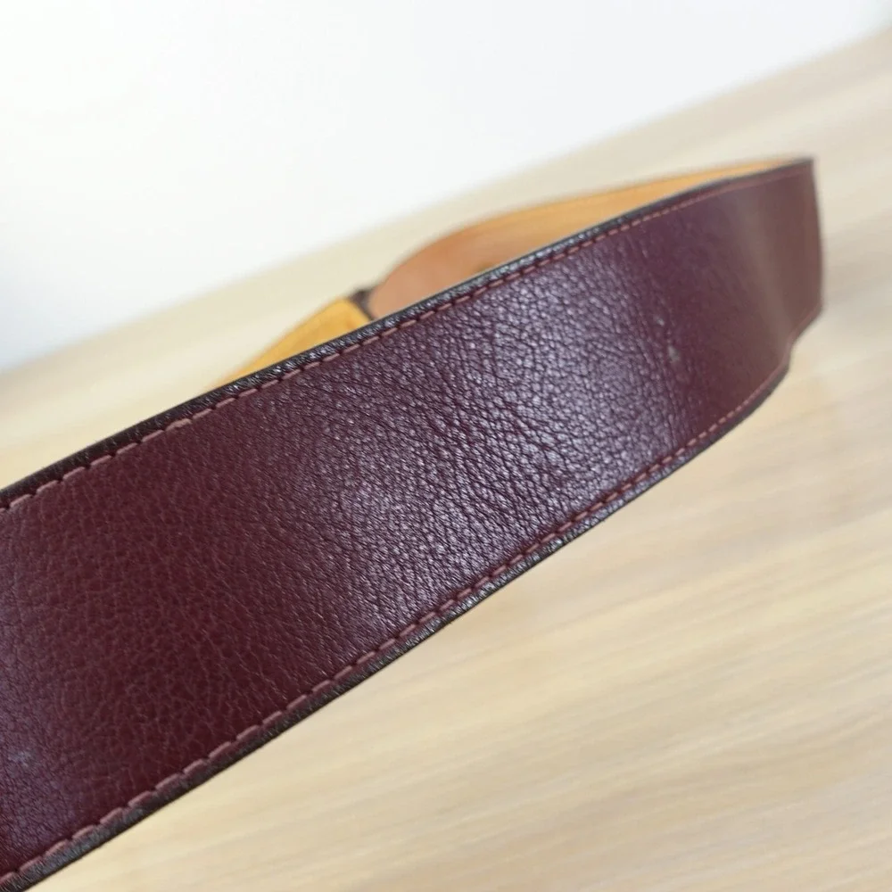 90s VINTAGE Talbots Belt Womens Medium Leather Gold Dress Western Logo Holiday